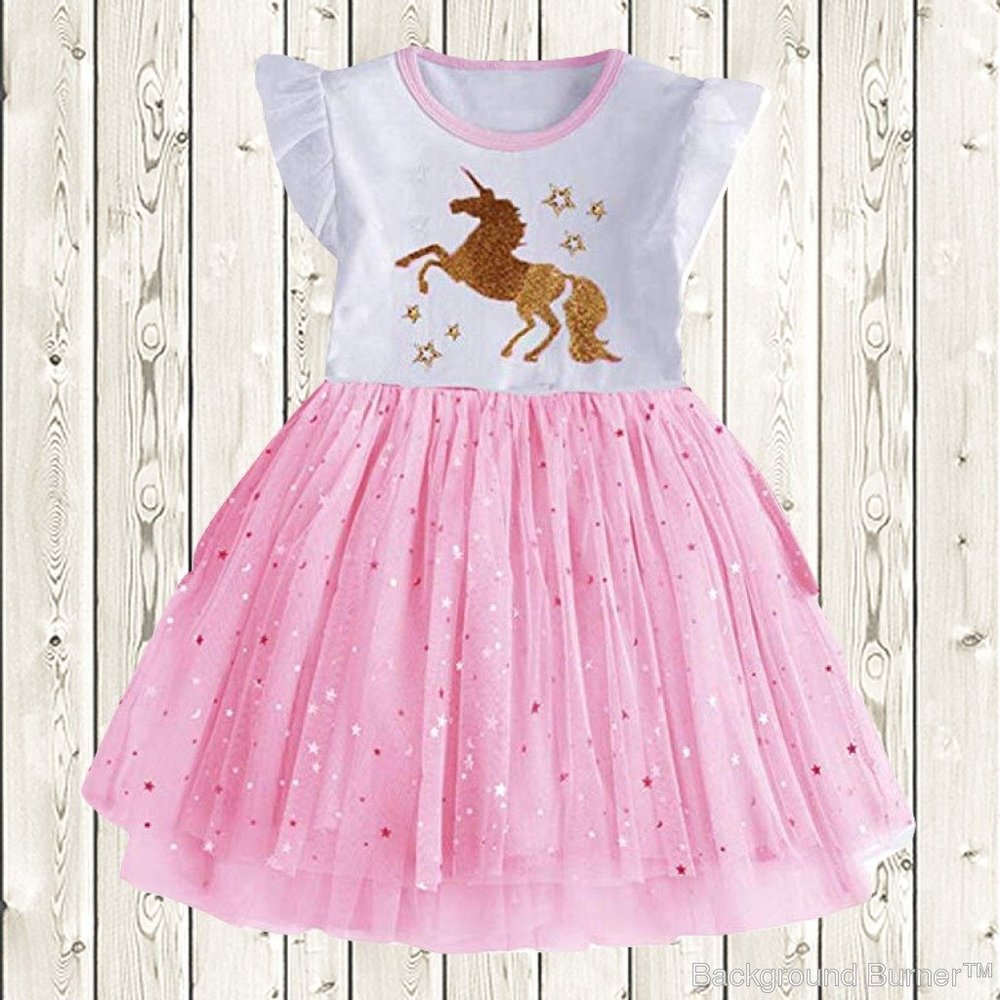 Gold Unicorn Girls PInk Tutu Dress